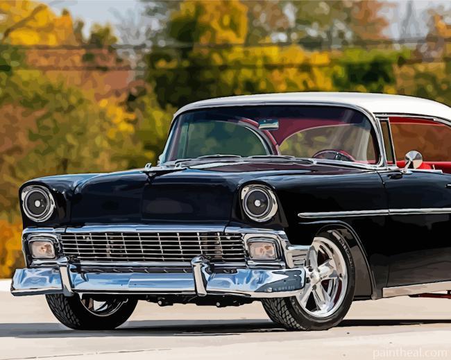 Black And White 1956 Chevrolet Car Painting By Numbers Kits