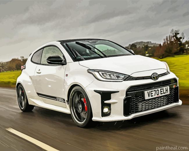 White Toyota Yaris Painting By Numbers Kits