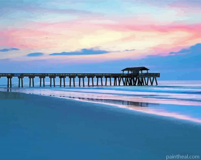 Tybee Pier Beach Painting By Numbers Kits