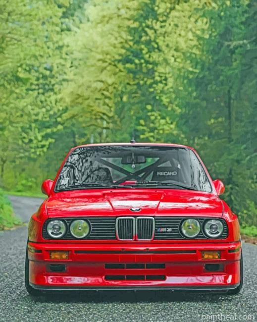 Red BMW M3 In Forest Painting By Numbers Kits