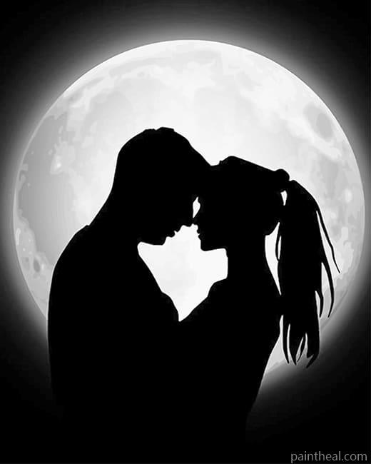 Lovely Couple Silhouette Painting By Numbers Kits