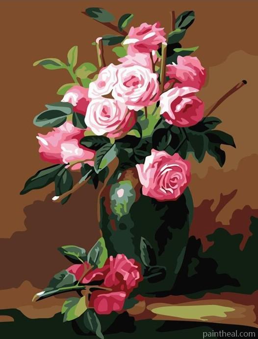 Blooming Pink Flowers Painting By Numbers Kits