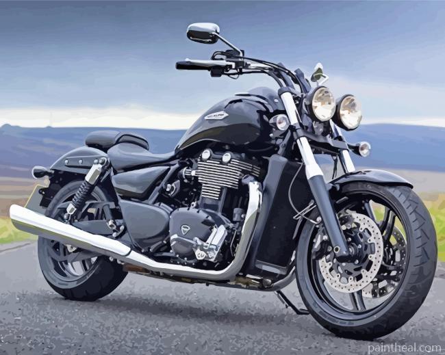 Black Triumph Thunderbird Motorcycle Painting By Numbers Kits