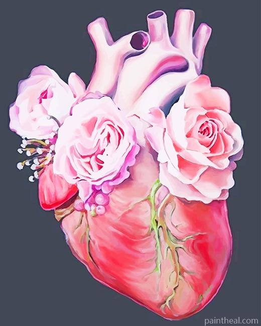 Heart Pink flowers Painting By Numbers Kits