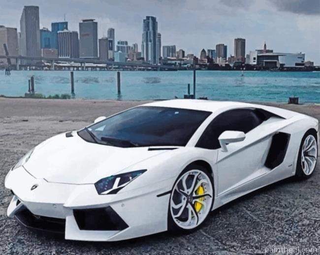White Lamborghini Painting By Numbers Kits