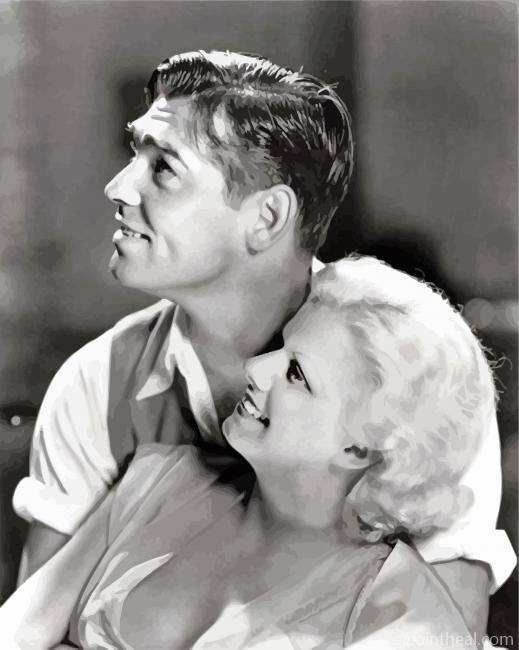 Monochrome Jean Harlow And Clark Gable Painting By Numbers Kits
