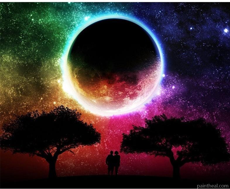 Colorful Moon Landscape Painting By Numbers Kits