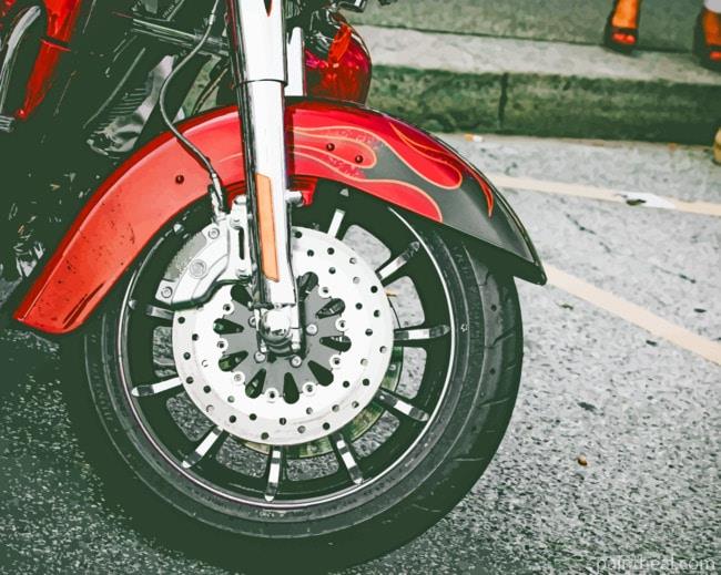 Black And Red Bike Wheel Painting By Numbers Kits