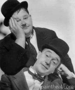 Black And White Laurel And Hardy Painting By Numbers Kits