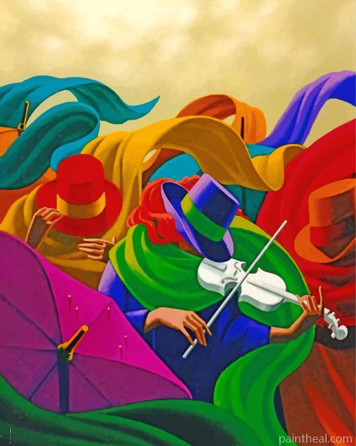Abstract Violinists Painting By Numbers Kits