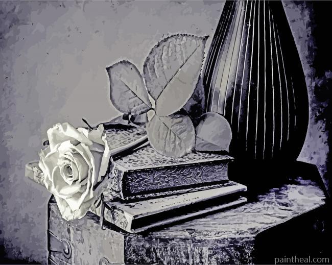 Black And White Rose Flower Painting By Numbers Kits
