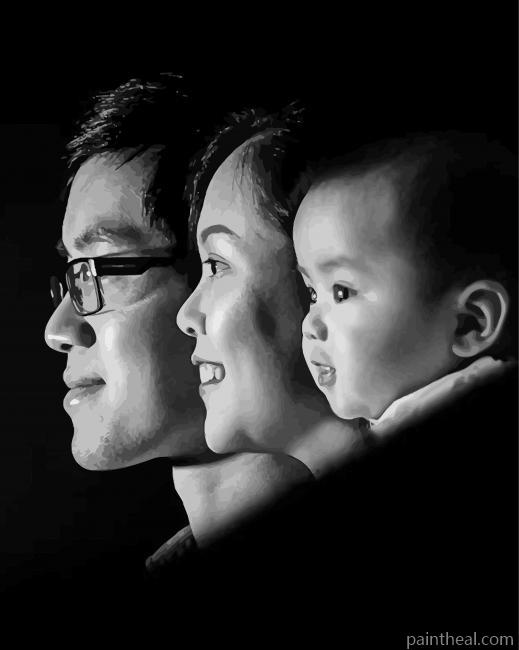 Family In Black And White Painting By Numbers Kits