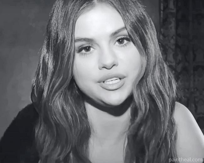 Selena Gomez Black and White Painting By Numbers Kits