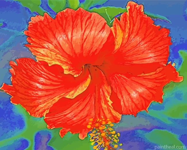 Red Hibiscus Flower Painting By Numbers Kits