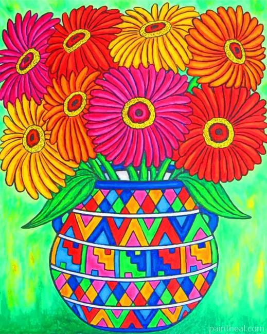 Abstract Colorful Vase Of Flowers NEW Painting By Numbers Kits