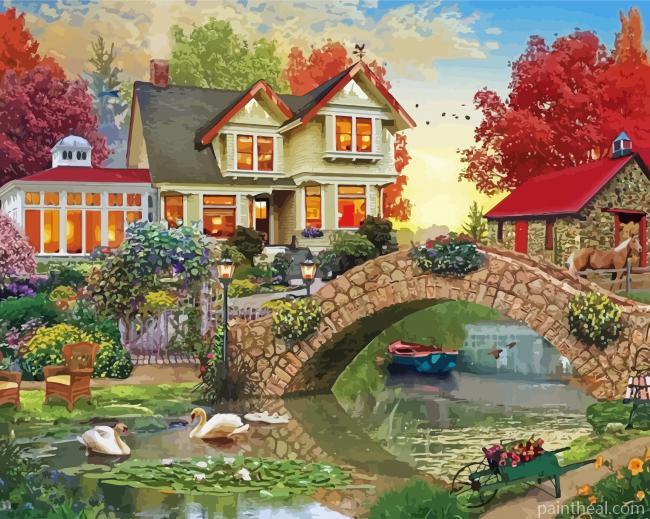 Country Farmhouse By David Mclean Painting By Numbers Kits