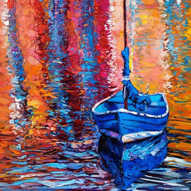 Coulrful Sea and Boat Seascape Painting By Numbers Kits