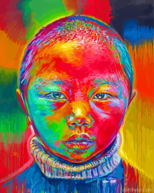 Asian Little Kid Painting By Numbers Kits