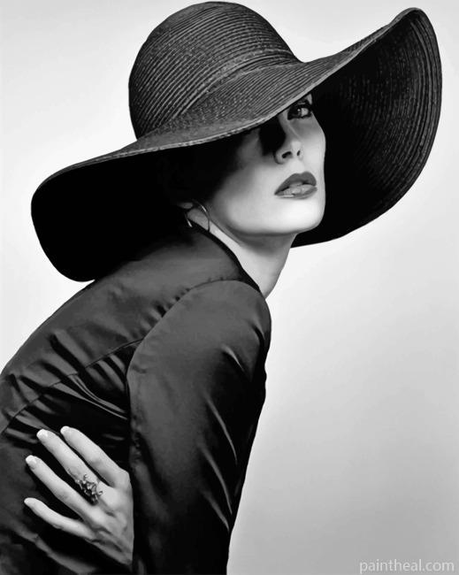Woman In Classy Hat Painting By Numbers Kits