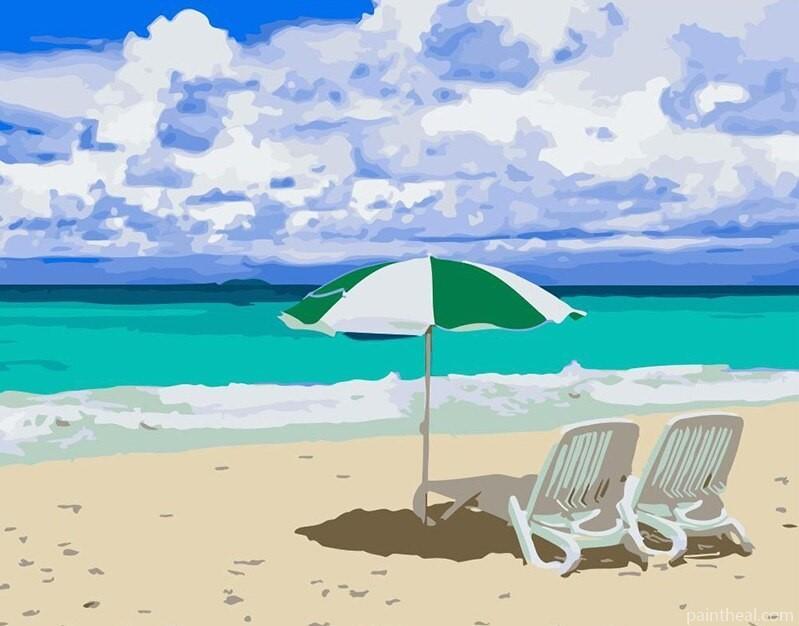 Relaxing Beach Landscape Painting By Numbers Kits