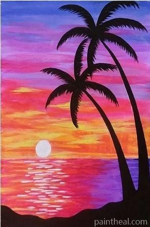 Purple Beach Sunset Seascape Painting By Numbers Kits