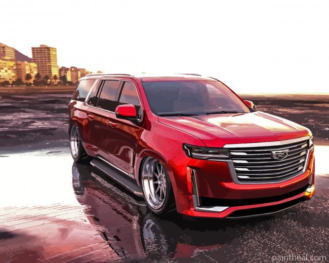Red Cadillac Escalade Car Painting By Numbers Kits