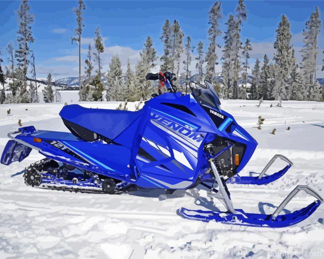 Blue Snowmobile Painting By Numbers Kits