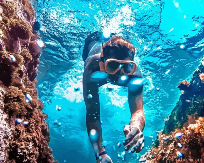 Exploring New Places Scuba Diver Painting By Numbers Kits