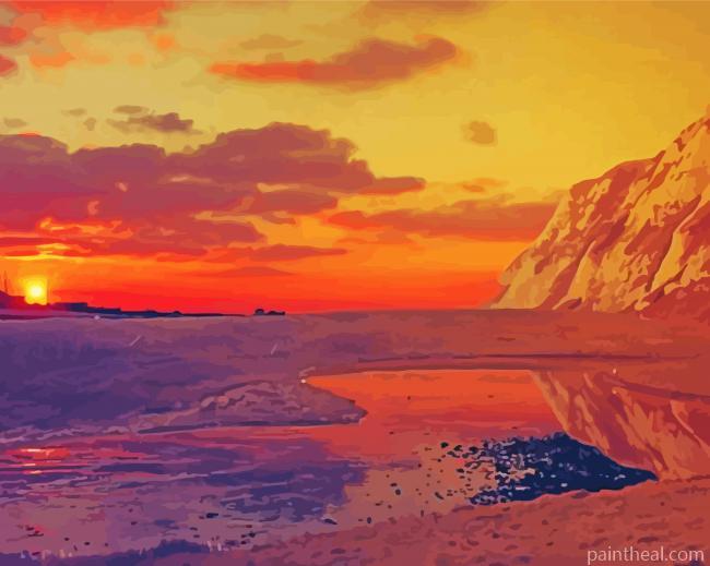 Sunset At White Cliffs Of Dover Painting By Numbers Kits