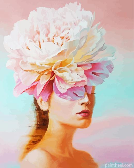 Girl Peony Head Painting By Numbers Kits