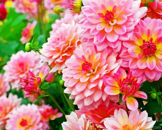 Pink Perennial Plants Painting By Numbers Kits