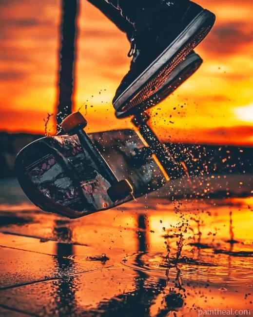 Skateboard Jumping Painting By Numbers Kits
