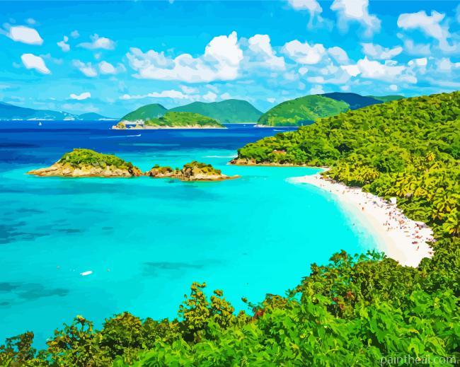 US Virgin Islands Beach View Painting By Numbers Kits