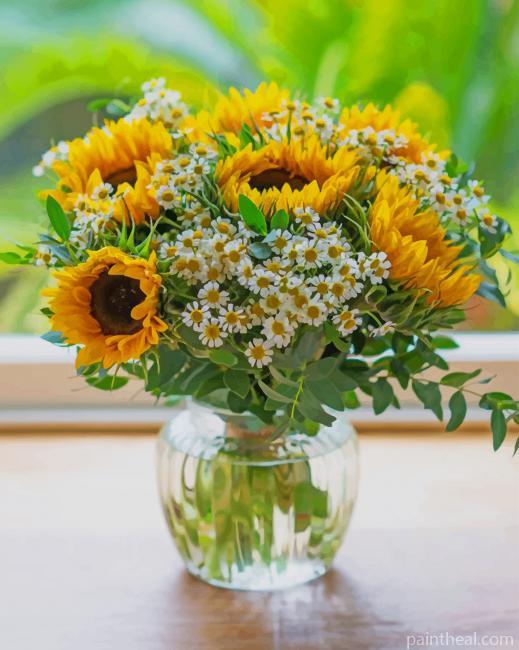 Sunflowers Vase Painting By Numbers Kits