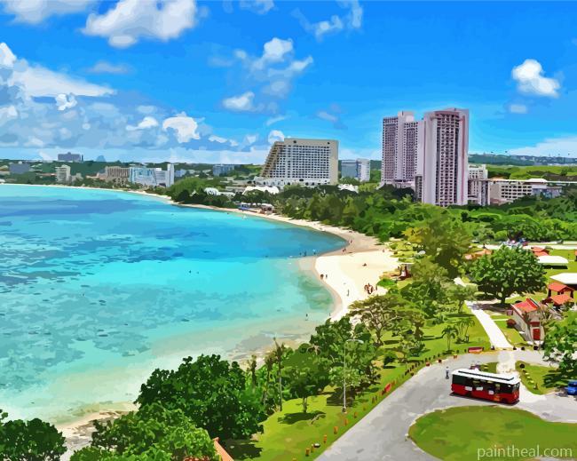 Tumon Beach Guam Painting By Numbers Kits