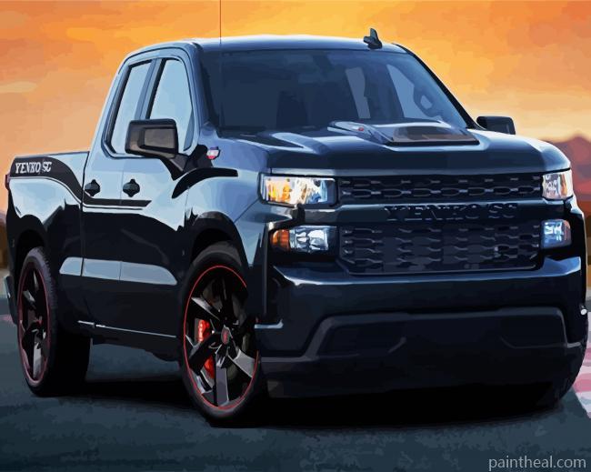 Black Chevy Car Painting By Numbers Kits