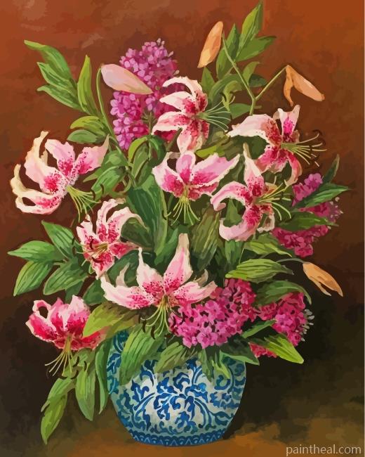 Pink Lilies Still Life Painting By Numbers Kits