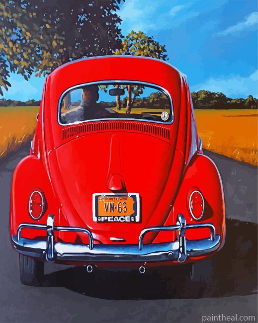 Red Vintage Car Painting By Numbers Kits