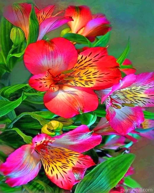 Pink Alstroemeria Painting By Numbers Kits