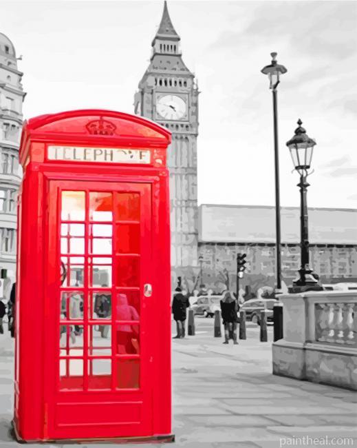 Telephone Booth in London Painting By Numbers Kits