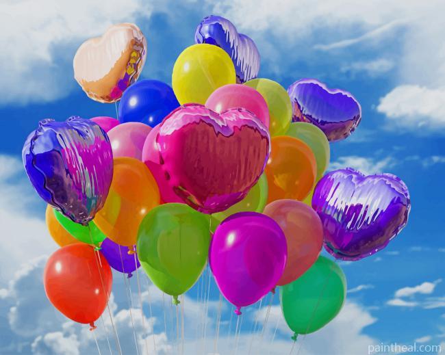 Flying Colorful Balloons Painting By Numbers Kits