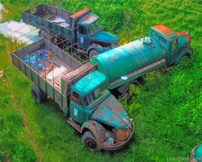 Green Old Lorry Painting By Numbers Kits