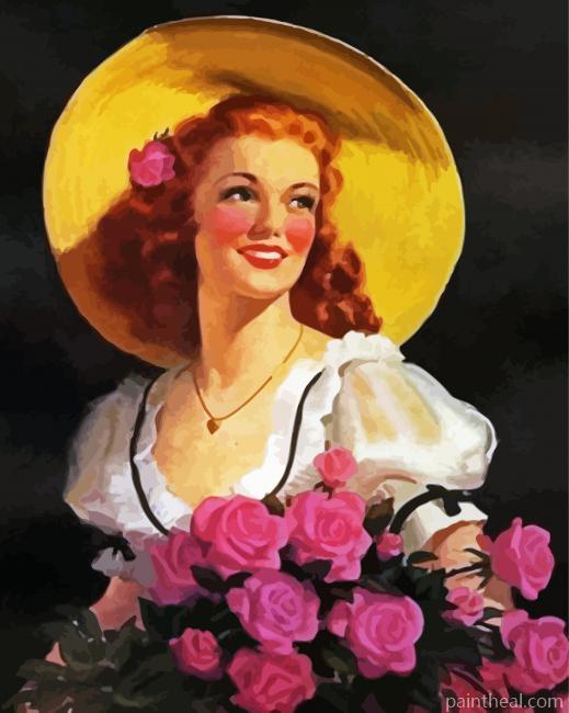 Vintage Lady With Roses Painting By Numbers Kits
