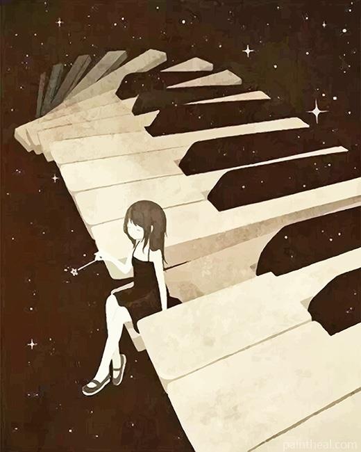 Piano Girl Painting By Numbers Kits