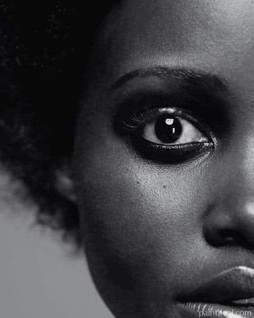 Black And White Lupita Nyong Painting By Numbers Kits