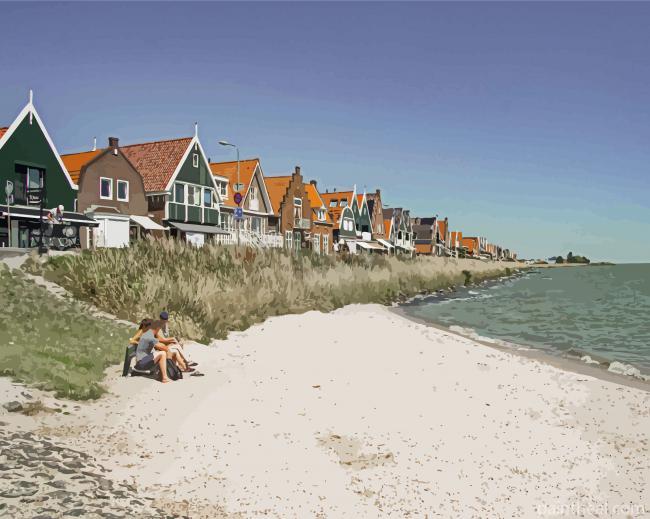 Beach Houses In Volendam Netherlands Painting By Numbers Kits