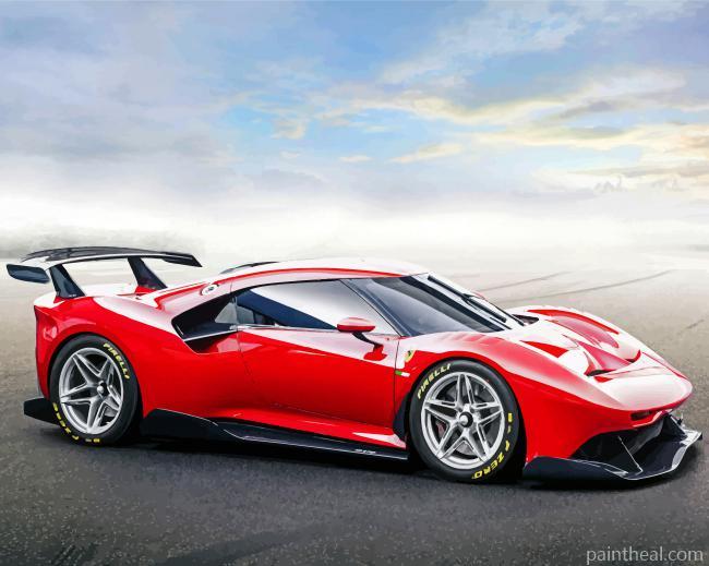 Red Ferrari Race Car Painting By Numbers Kits