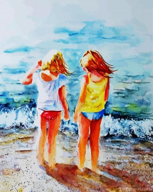 Aesthetic Besties At The Beach Art Painting By Numbers Kits