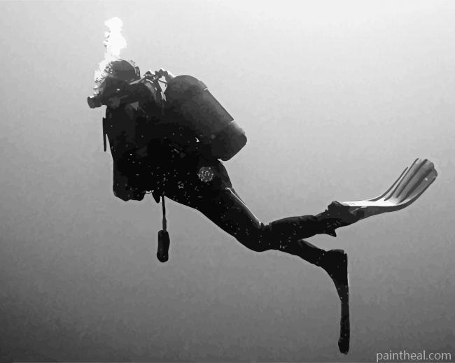 Scuba Diving Underwater Painting By Numbers Kits
