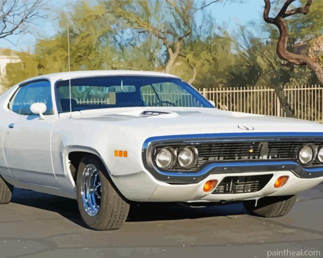 White 1971 Road Runner Painting By Numbers Kits